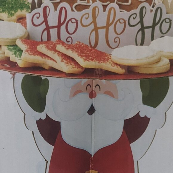 NEW Ho Ho Santa Claus Cookie Treat Stand Xmas Holiday Party Baking Kitchen Decor - Picture 3 of 6